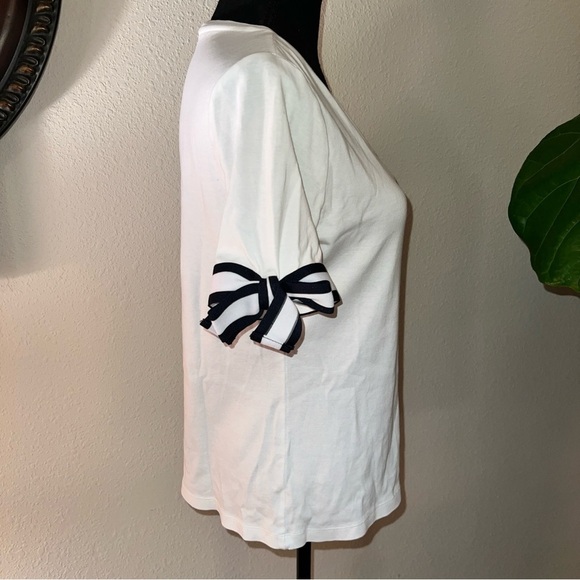 Tommy Hilfiger Women’s 100% White Cotton Navy Blue Tie Accent at Each Sleeve L - Picture 12 of 16